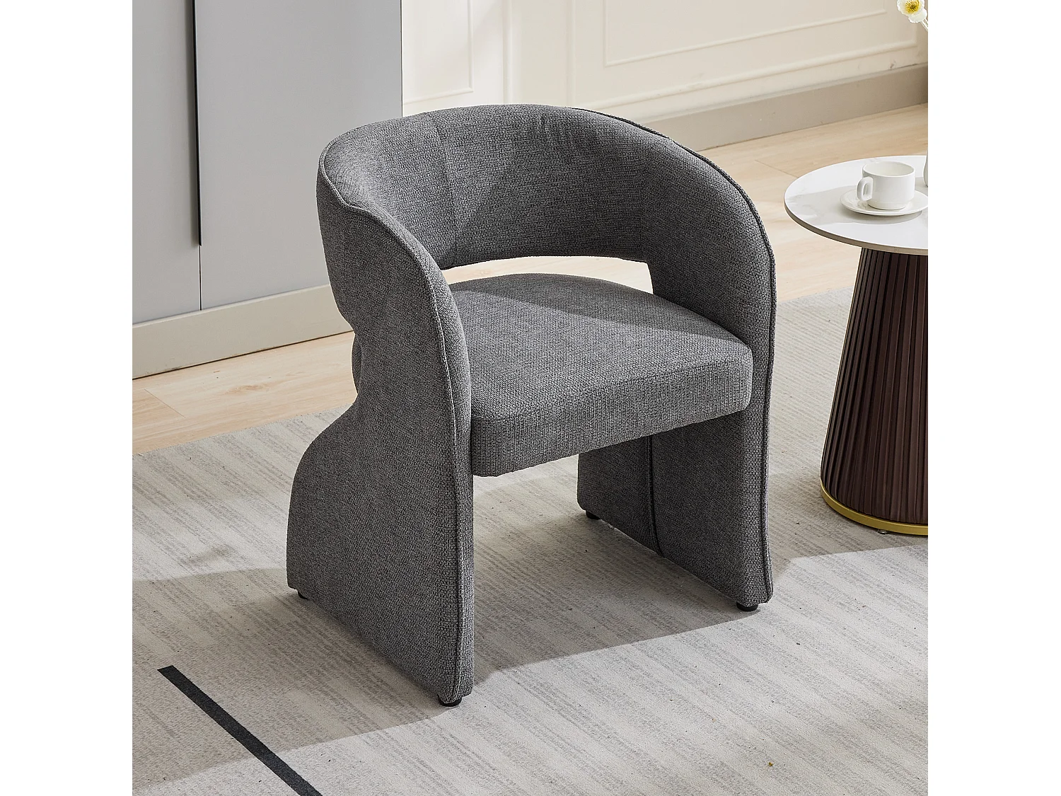 Chaise de loisir avec accoudoirs et repose-pieds - 66 x 65 x 73 + 48 x 41 x 41 cm - Polaire peluche - Gris