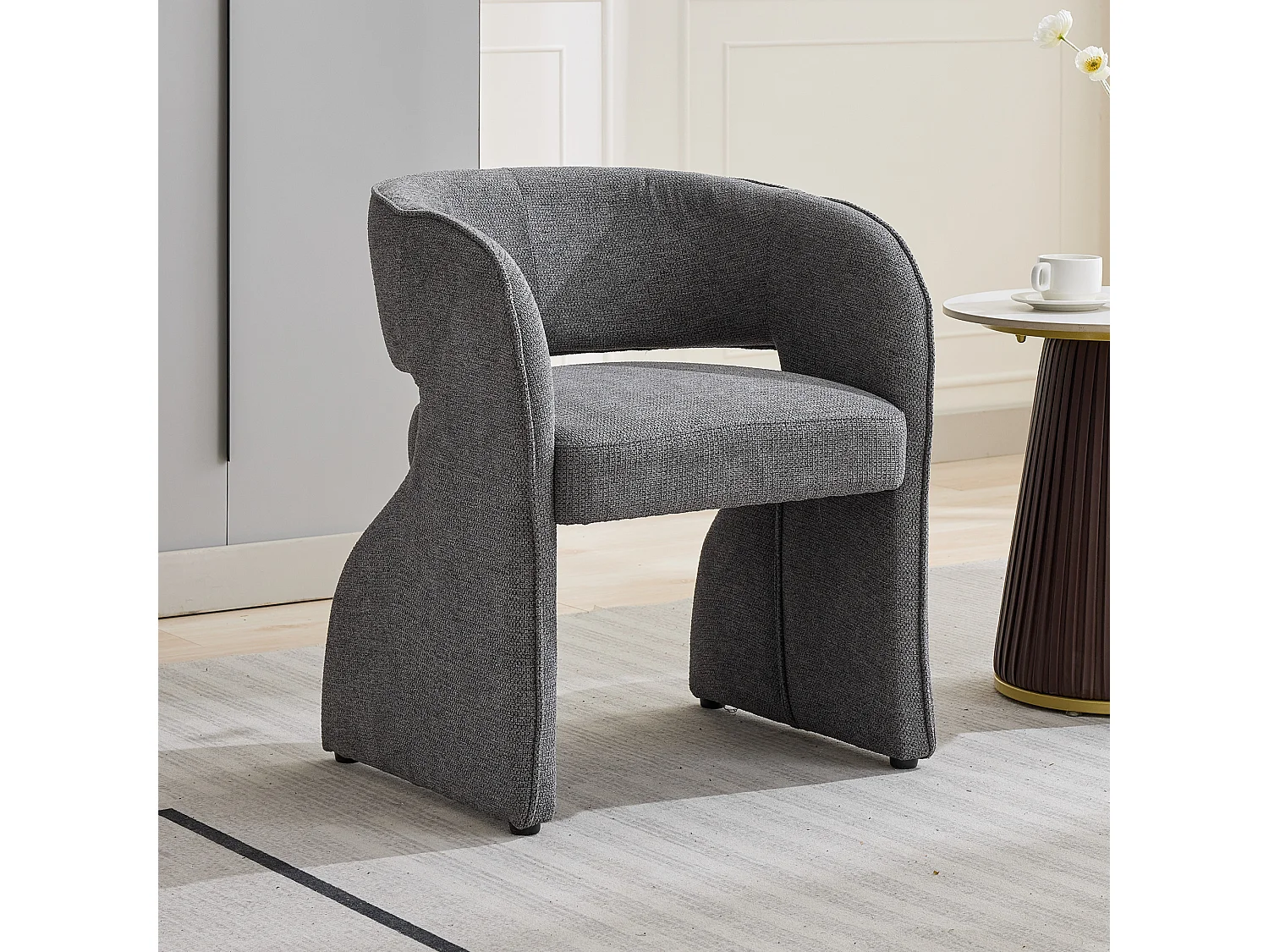 Chaise de loisir avec accoudoirs et repose-pieds - 66 x 65 x 73 + 48 x 41 x 41 cm - Polaire peluche - Gris