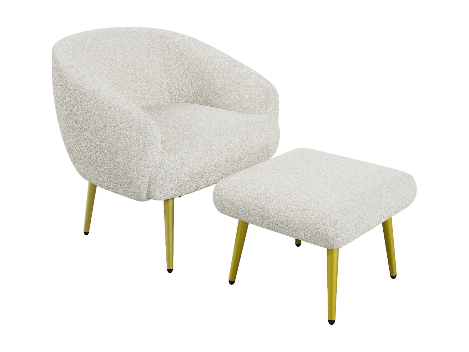 Chaise avec accoudoirs et repose-pièds - 73 x 51 x 68 cm - Éponge + fibres de polypropylène - Blanc