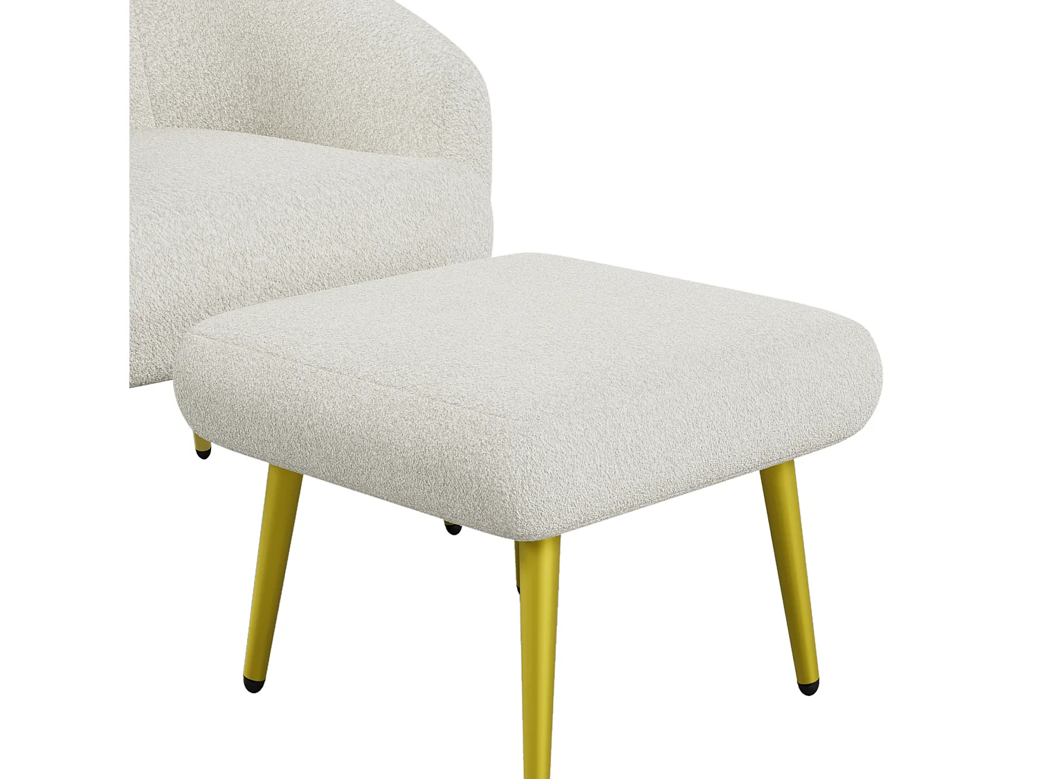 Chaise avec accoudoirs et repose-pièds - 73 x 51 x 68 cm - Éponge + fibres de polypropylène - Blanc