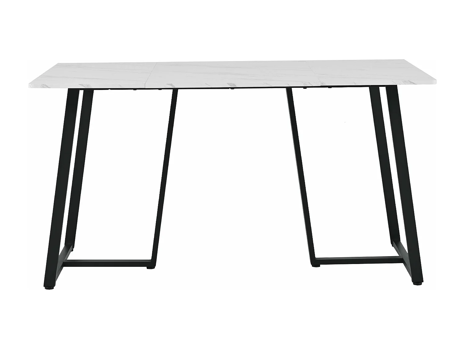 Table à manger moderne à motif de marbre - cadre en métal noir, blanc,d140cm×h75cm