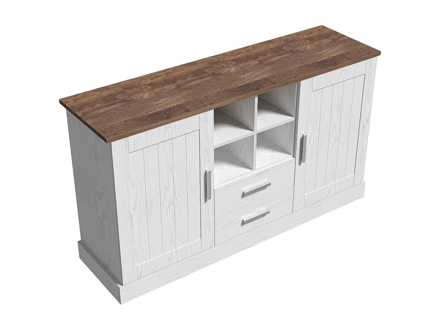 Komoda z 2 drzwiami i 2 szufladami - 140 x 40 x 79,5 cm - Płyta wiórowa - Biały i brązowy