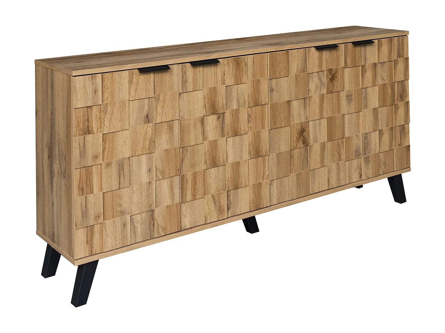 Buffet avec 4 portes - 160,5 x 35,5 x 78 cm - pour salon, salle à manger - Panneaux de particules - Couleur bois