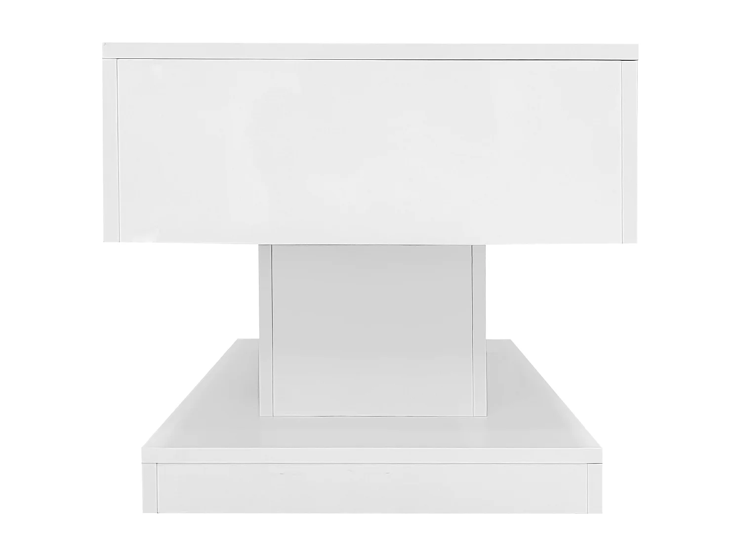 Table basse avec plateau relevable -  100 x 50 x 45 cm - LEDs - Panneaux de particules et métal - Blanc brillant