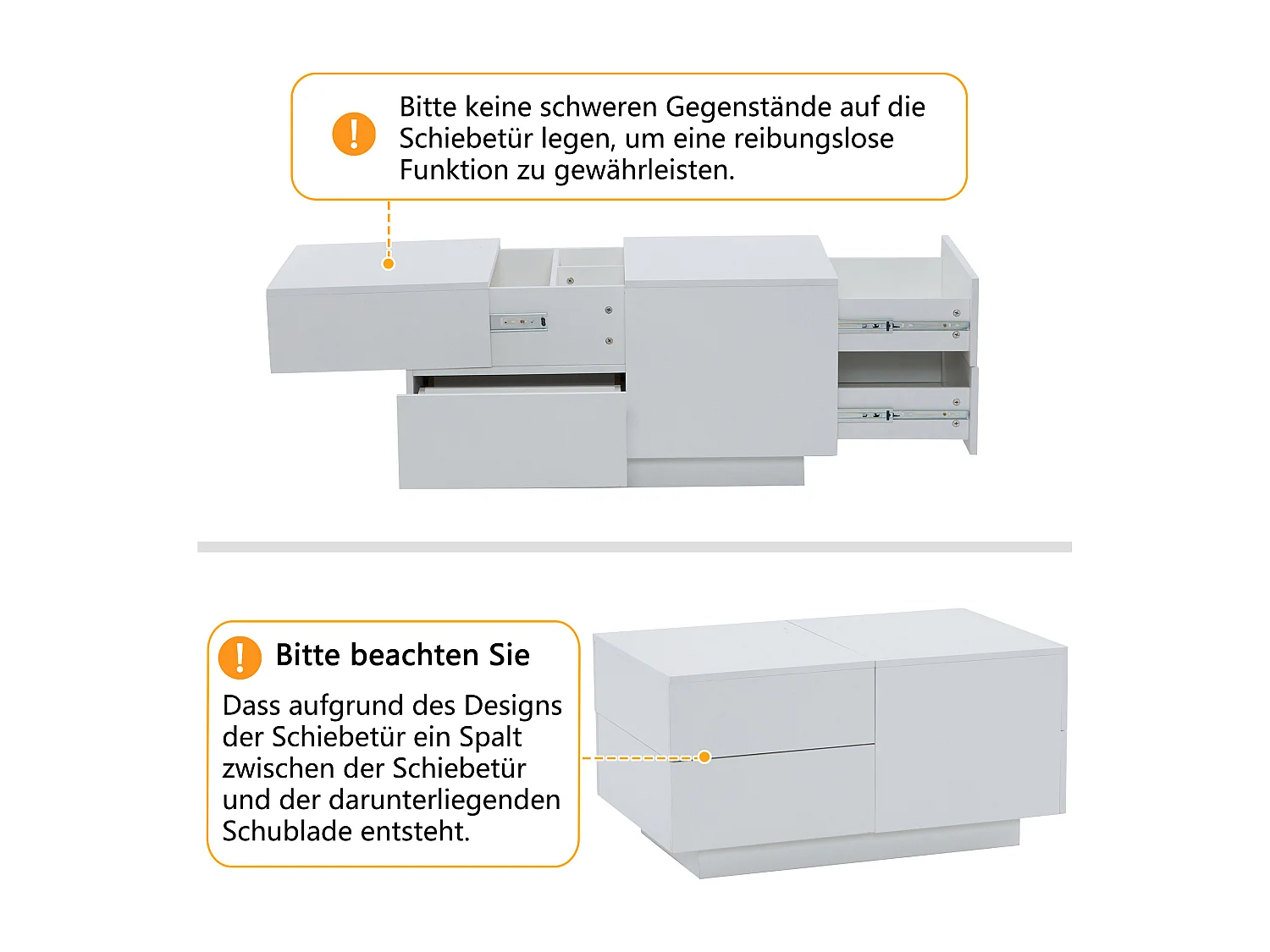 Salontafel met 4 lades - 90 x 55 x 45 cm - Schuifblad - Spaanplaat - Wit