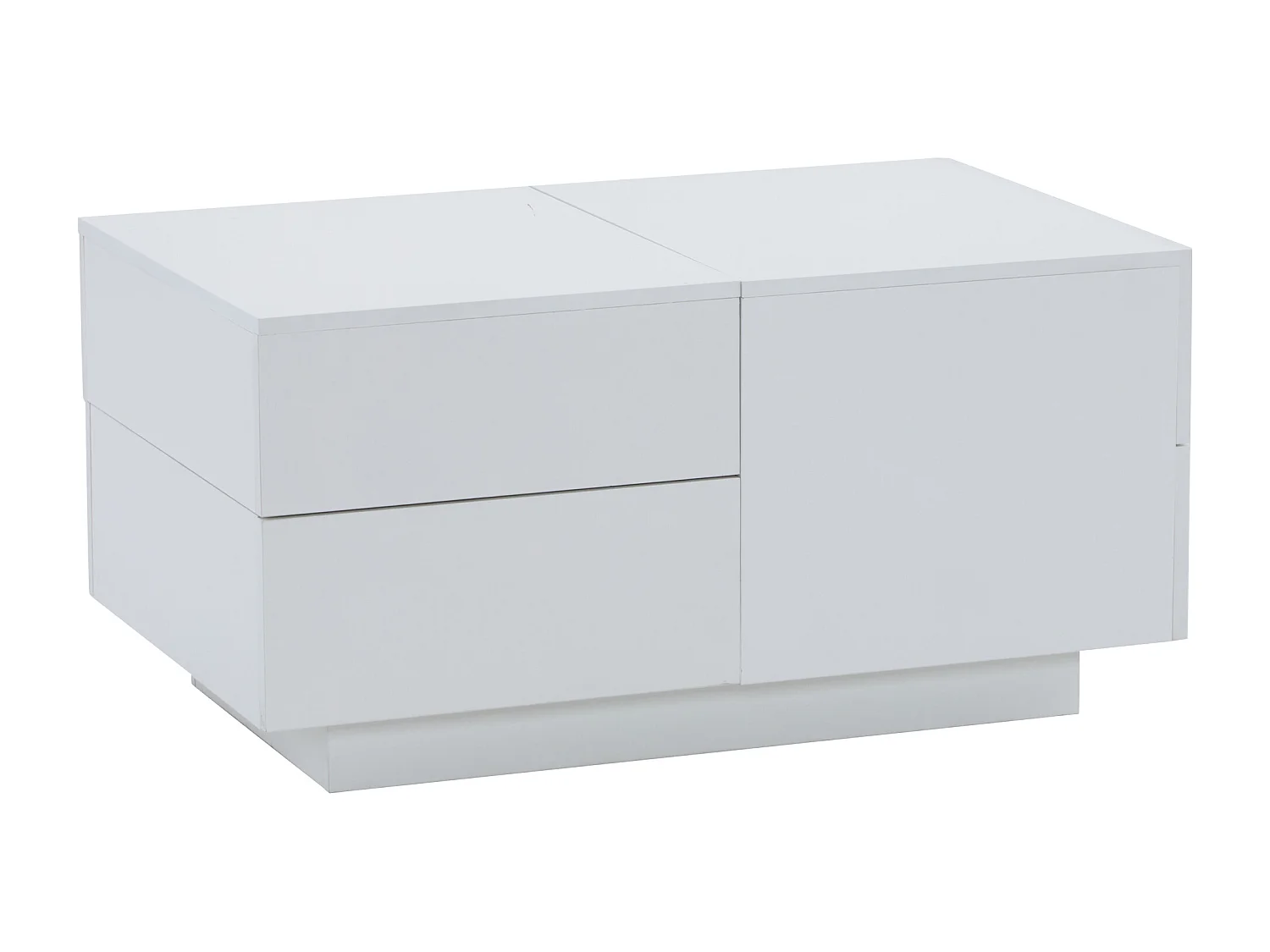 Table basse avec 4 tiroirs - 90 x 55 x 45 cm - Plateau coulissant - Panneaux de particules - Blanc