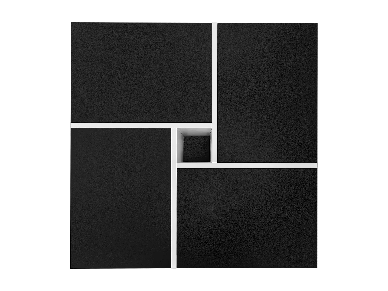 Table basse carrée avec rangement central, noire,d70cm×h35cm