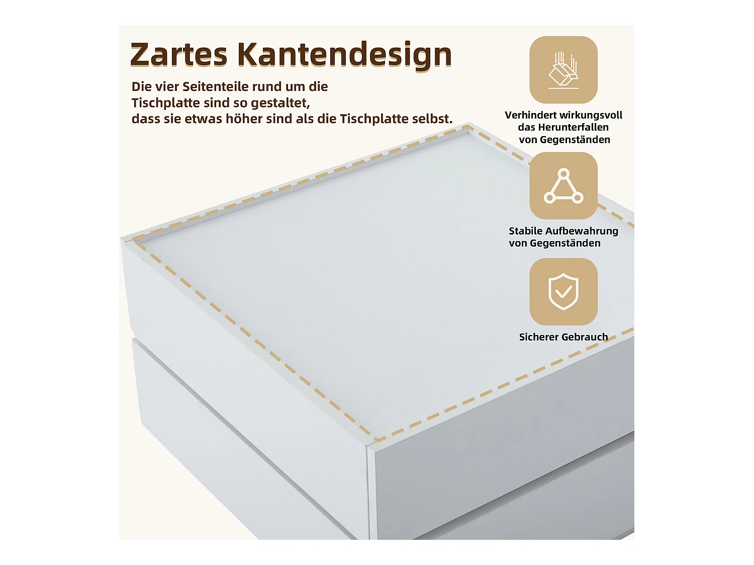 Table basse carrée avec plateau rotatif à 360° - 60 x 60 x 38 cm - Panneaux de particules - Blanc