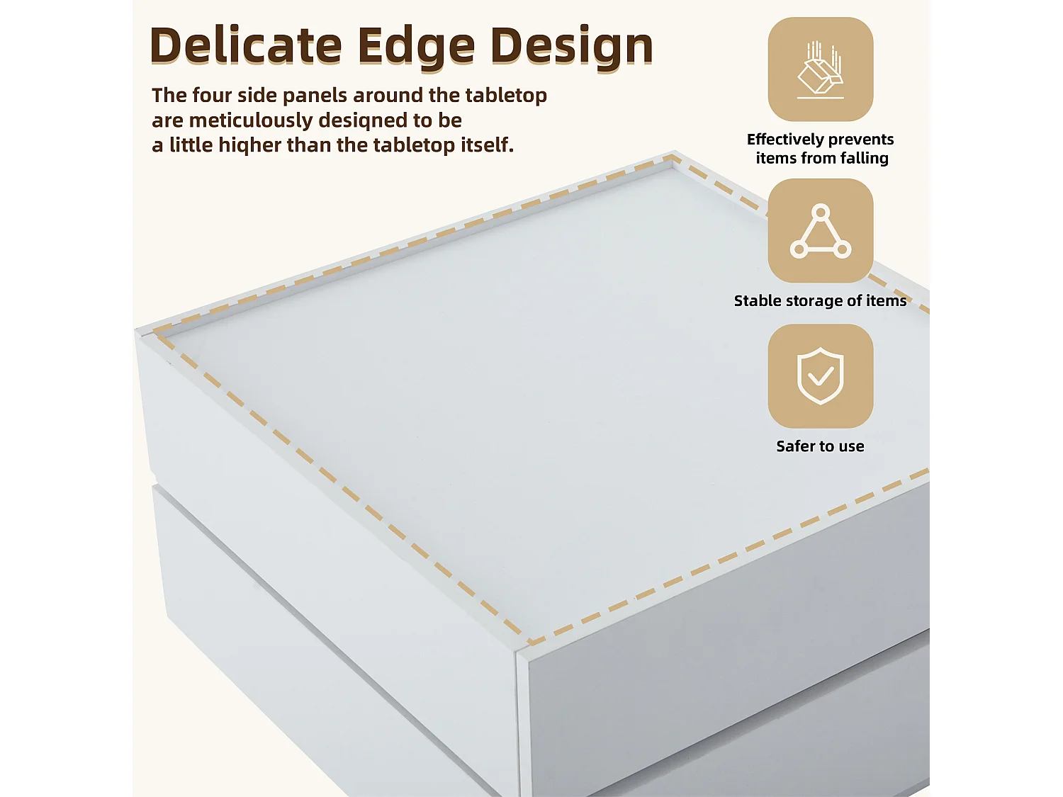 Table basse carrée avec plateau rotatif à 360° - 60 x 60 x 38 cm - Panneaux de particules - Blanc