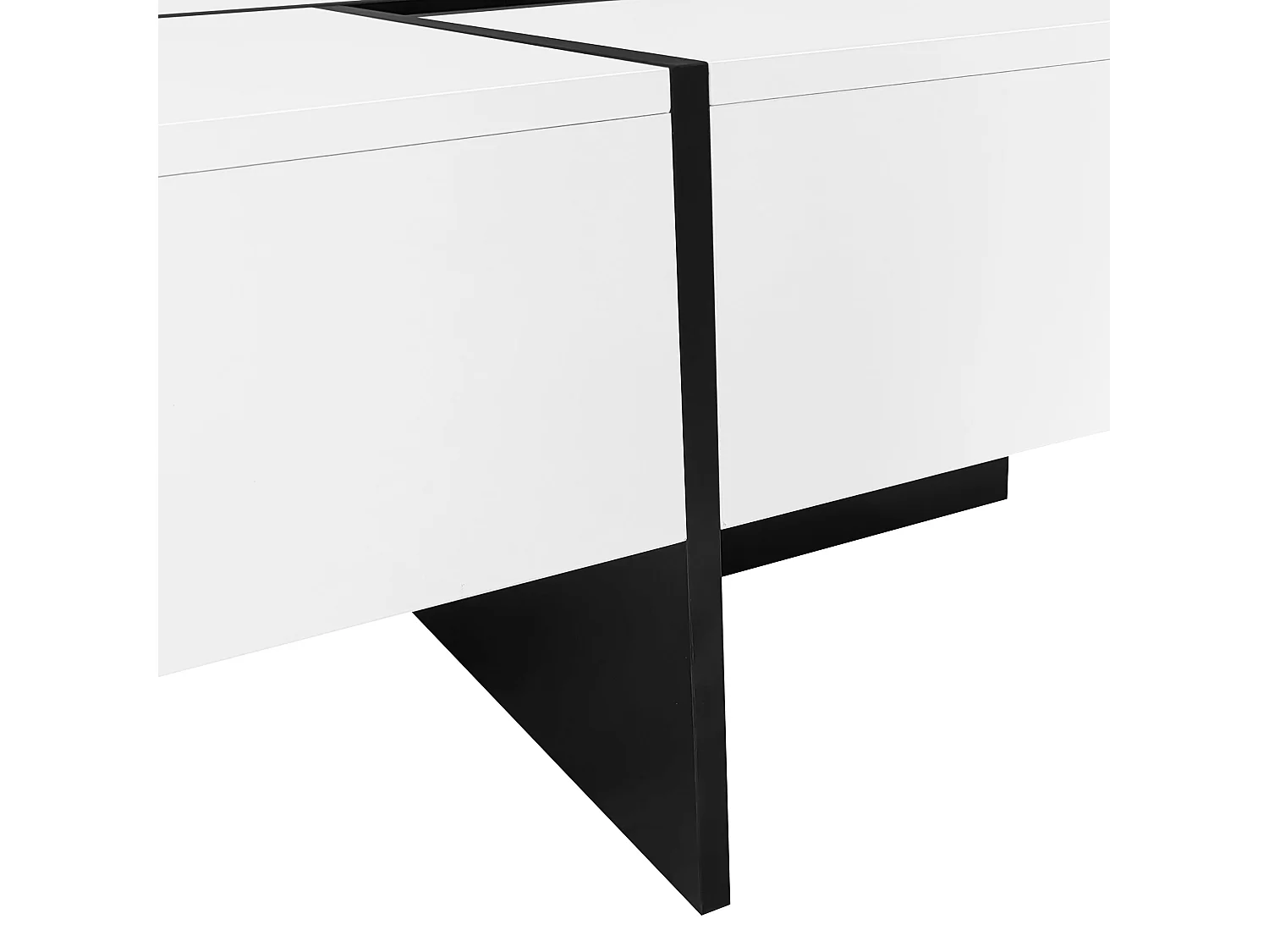 Table basse carrée avec rangement central, blanche,d70cm×h35cm