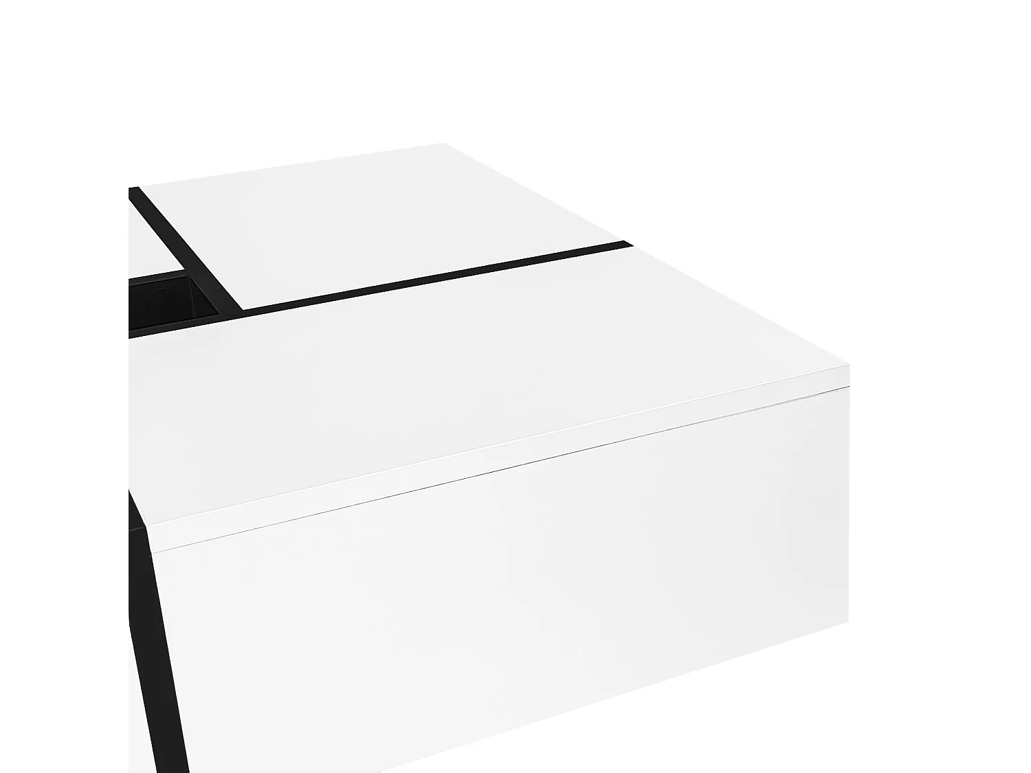 Table basse carrée avec rangement central, blanche,d70cm×h35cm