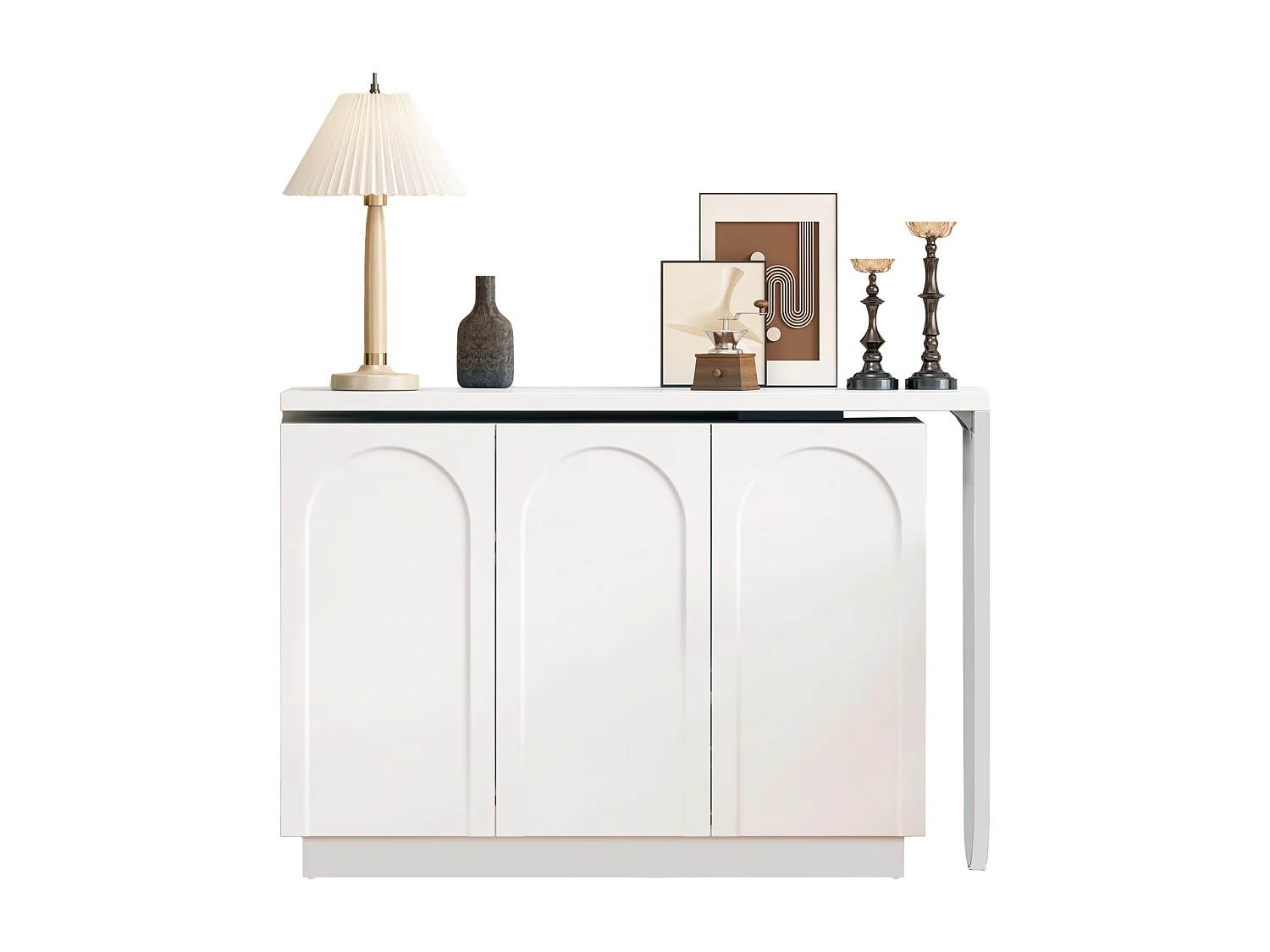 Hoekbureau met 3 lades en 2 rotan deuren - 126 x 40 x 75 cm - MDF - Wit