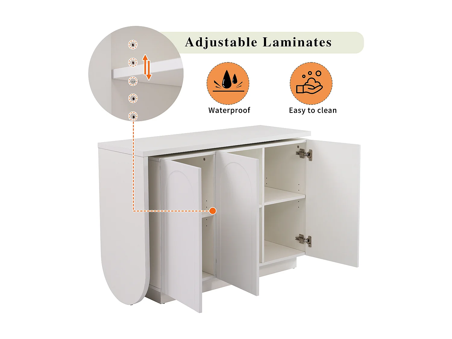 Hoekbureau met 3 lades en 2 rotan deuren - 126 x 40 x 75 cm - MDF - Wit