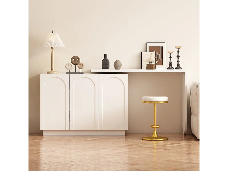 Hoekbureau met 3 lades en 2 rotan deuren - 126 x 40 x 75 cm - MDF - Wit