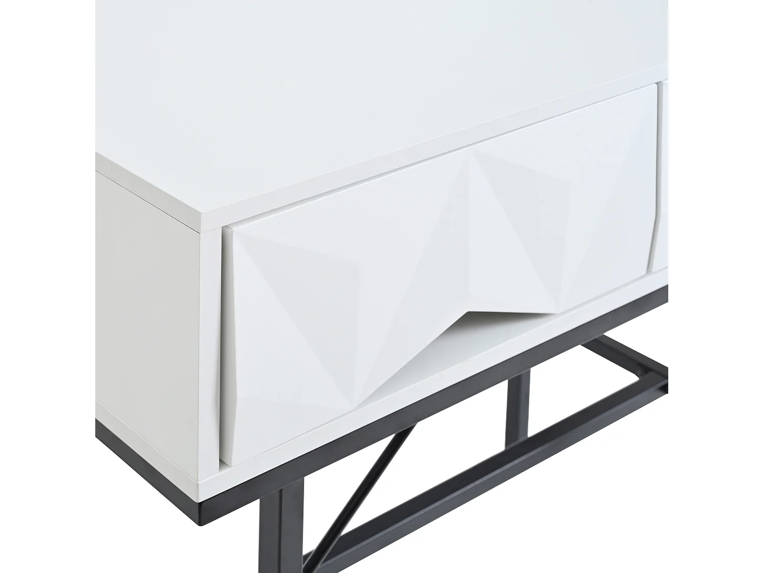 Mesa console moderna com 2 gavetas - 80 x 40 x 80 cm - MDF - para sala, corredor - branco + preto