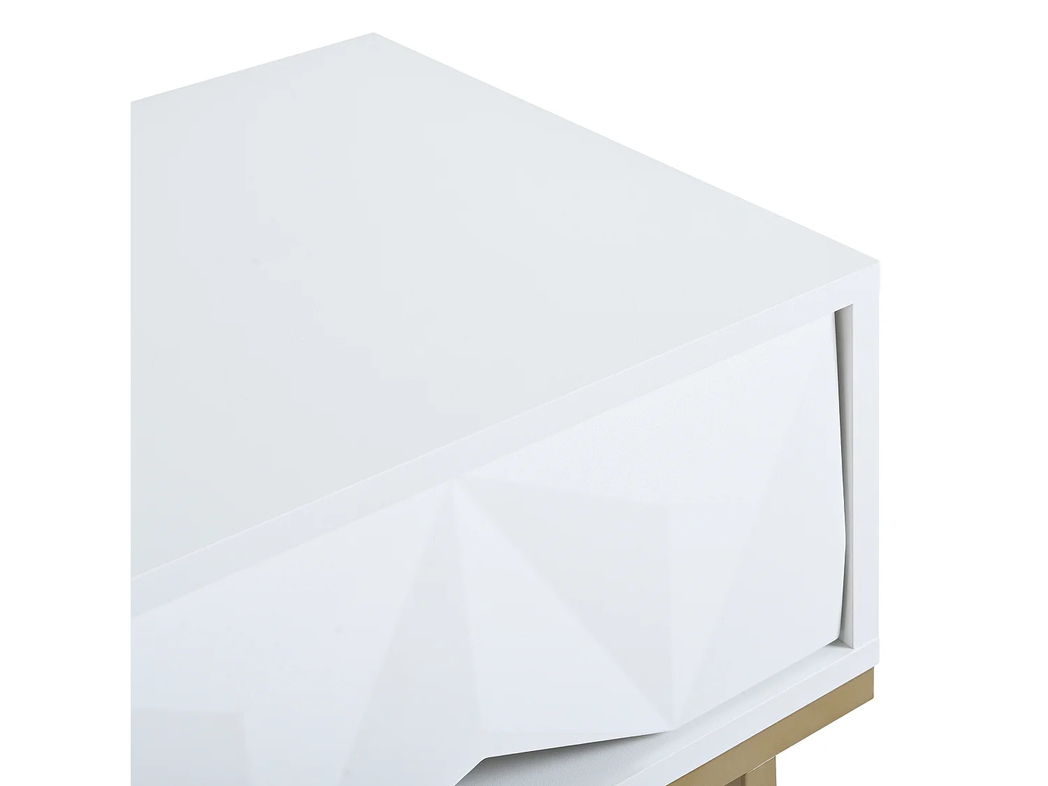 Mesa de console moderna com 2 gavetas - 80 x 40 x 80 cm - MDF - para sala, corredor - branco + dourado