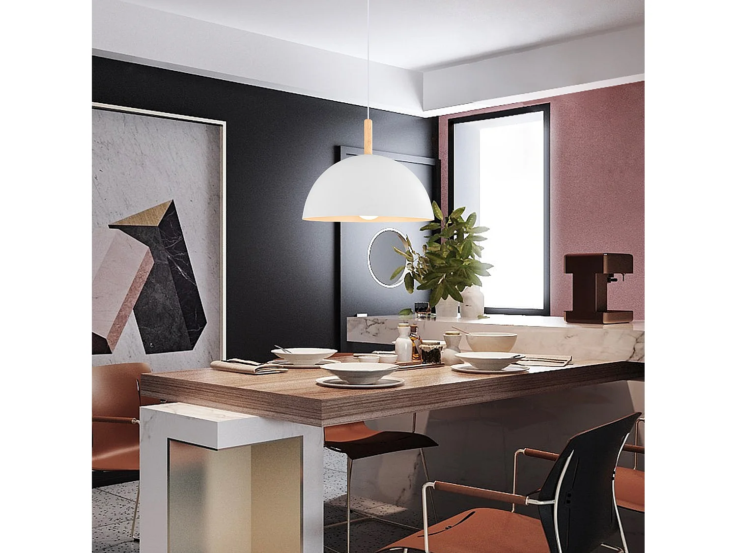 Le lustre blanc arturesthome en minimaliste , adaptée pour le restaurant, la chambre à coucher et le salon,d30 cm x h15 cm