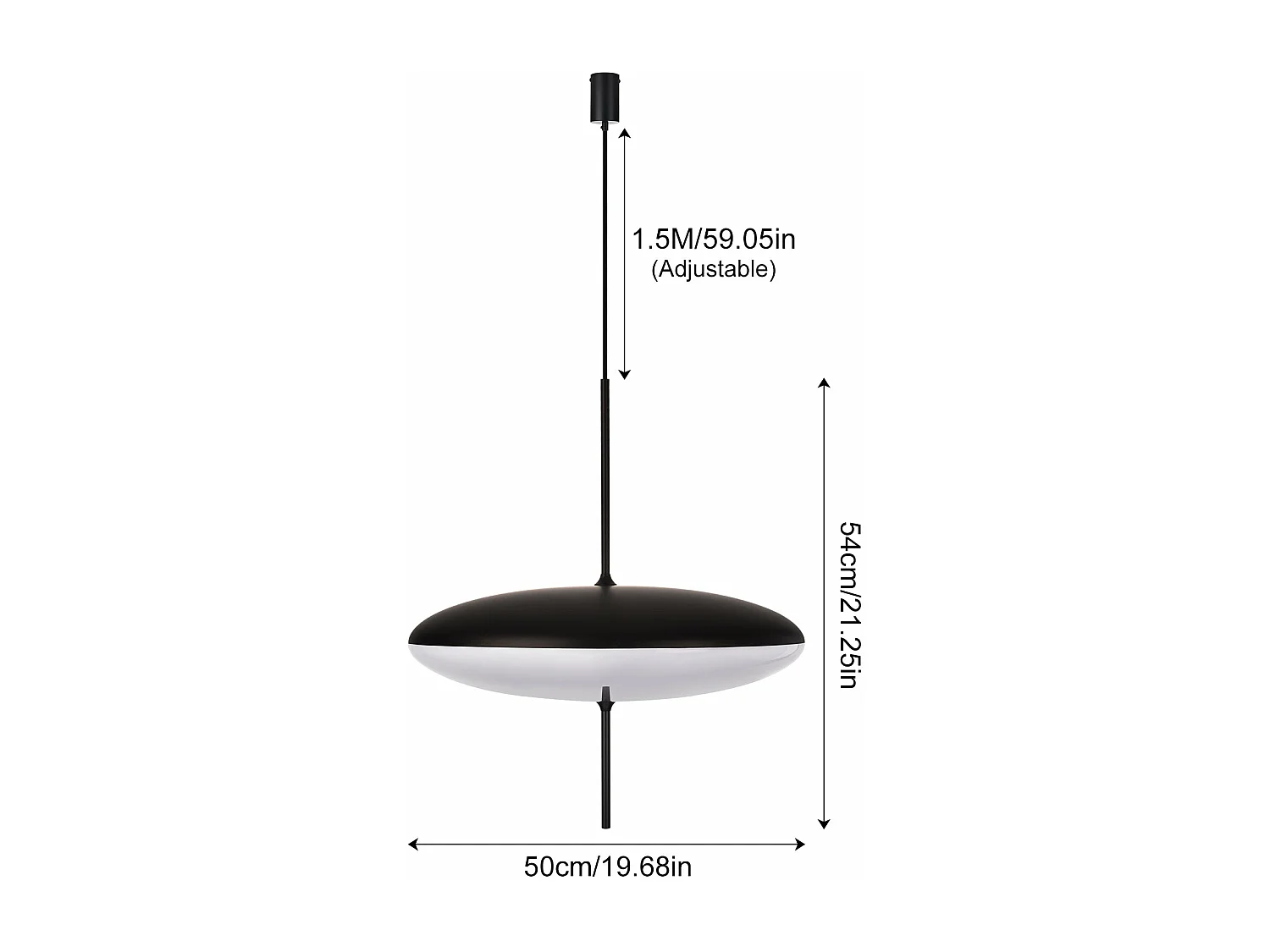 Lustre arturesthome, e27 éclairage de plafond en acrylique, noir, retro lampe de plafond pour salon cuisine chambre,d50cm x h54cm