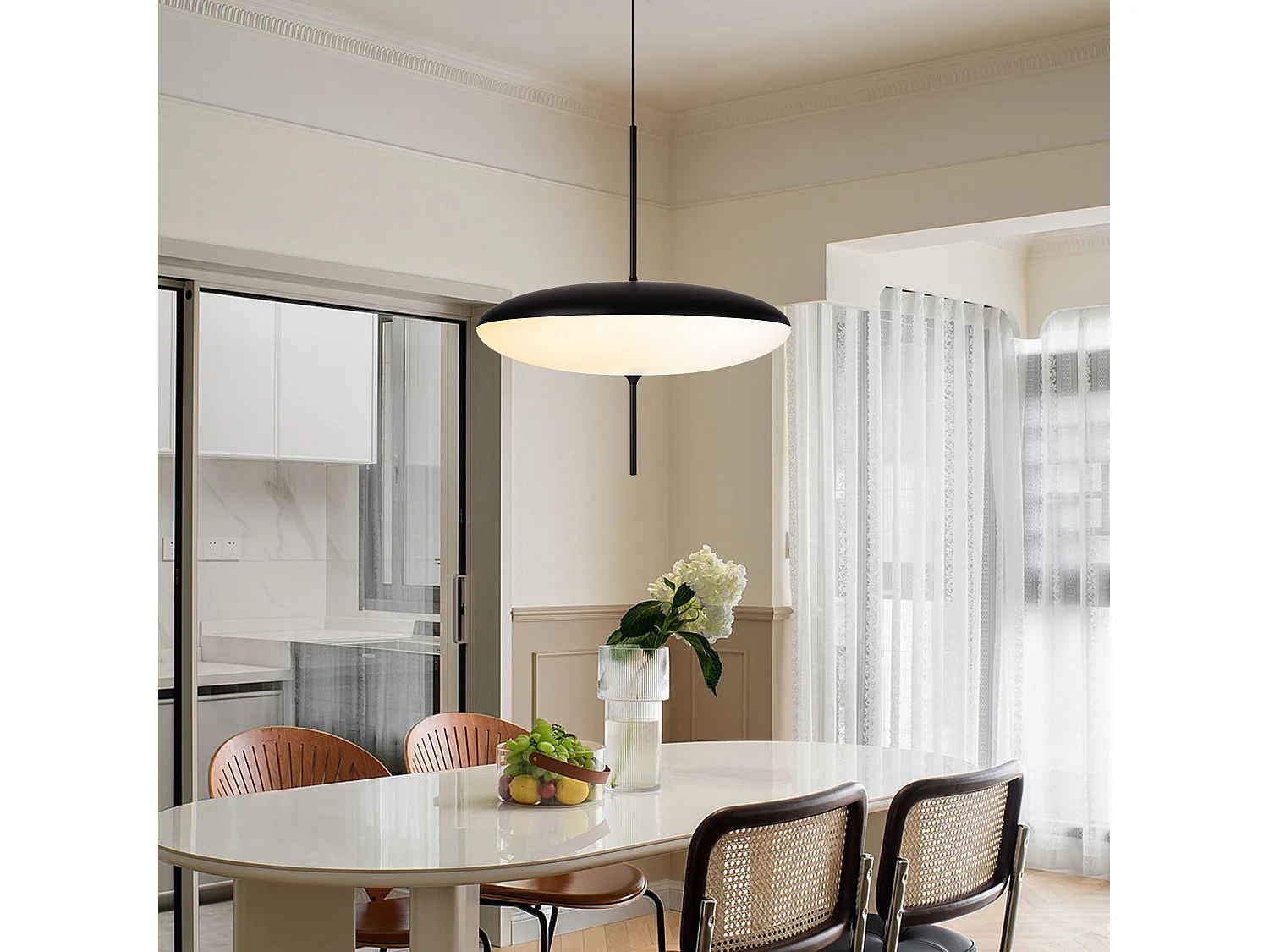 Lustre arturesthome, e27 éclairage de plafond en acrylique, noir, retro lampe de plafond pour salon cuisine chambre,d50cm x h54cm