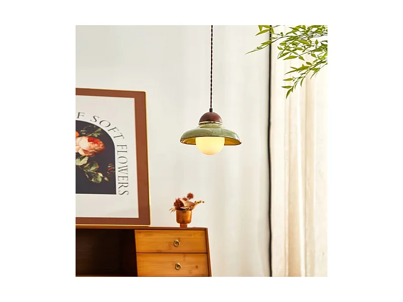 Lustre arturesthome en céramique lampe de bar de salle à manger style antique lampe d'allée chambre à coucher chevet petit lustre,d22cm x h16cm,vert