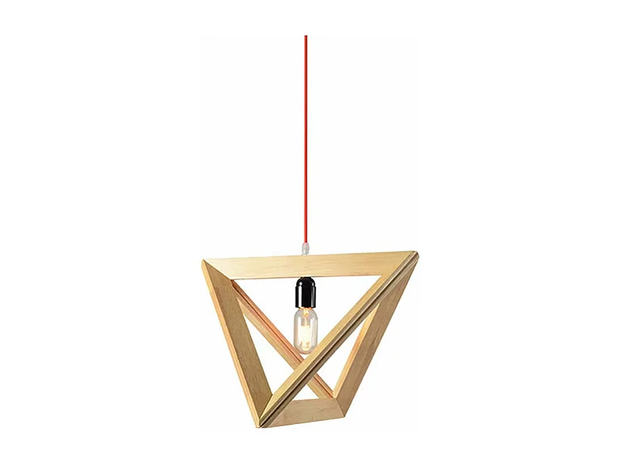 Lustre arturesthome suspendues en bois, lumières suspendues triangulaires pour le salon, la chambre à coucher, d42 x h30cm, natural