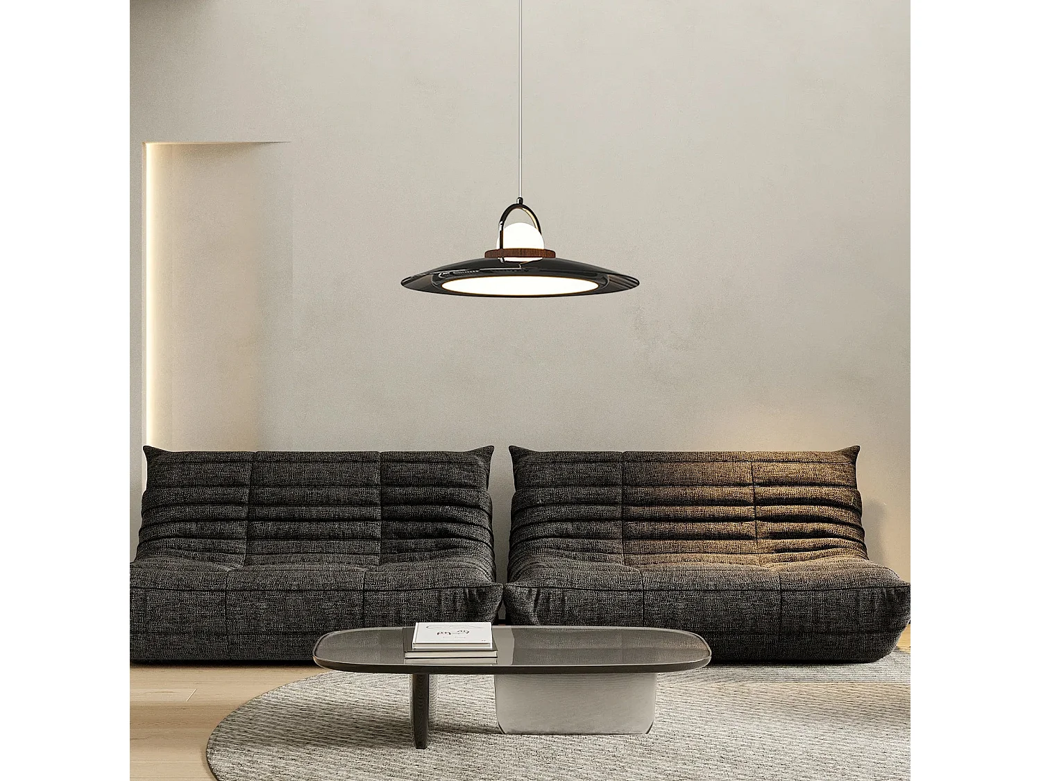 Lustre arturesthome en dôme moderne art deco,adaptée pour le restaurant, la chambre à coucher et le salon,noir,d50 cm x h15 cm