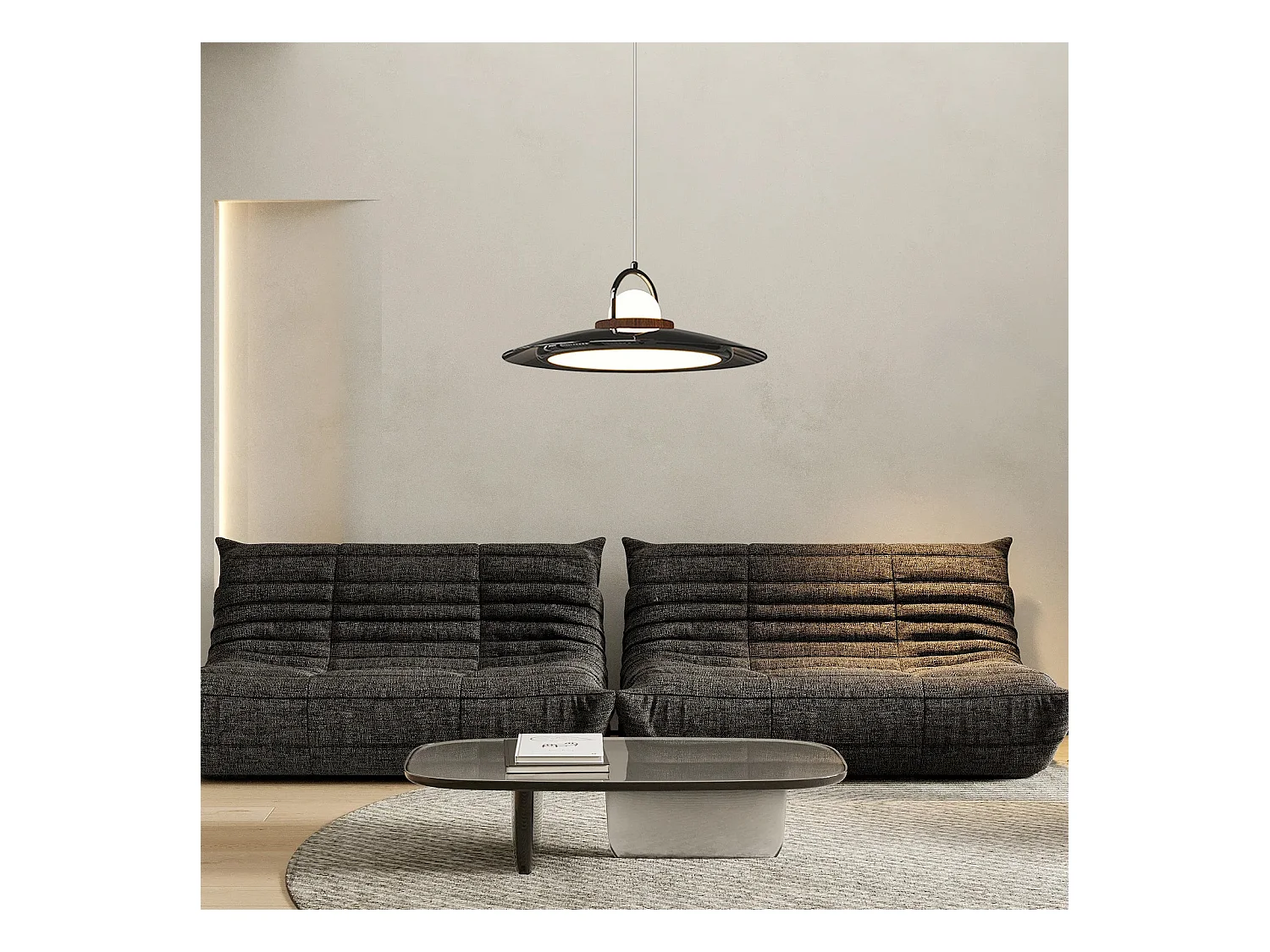 Lustre arturesthome en dôme moderne art deco,adaptée pour le restaurant, la chambre à coucher et le salon,noir,d50 cm x h15 cm