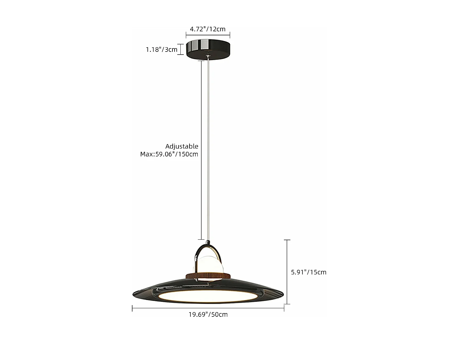 Lustre arturesthome en dôme moderne art deco,adaptée pour le restaurant, la chambre à coucher et le salon,noir,d50 cm x h15 cm