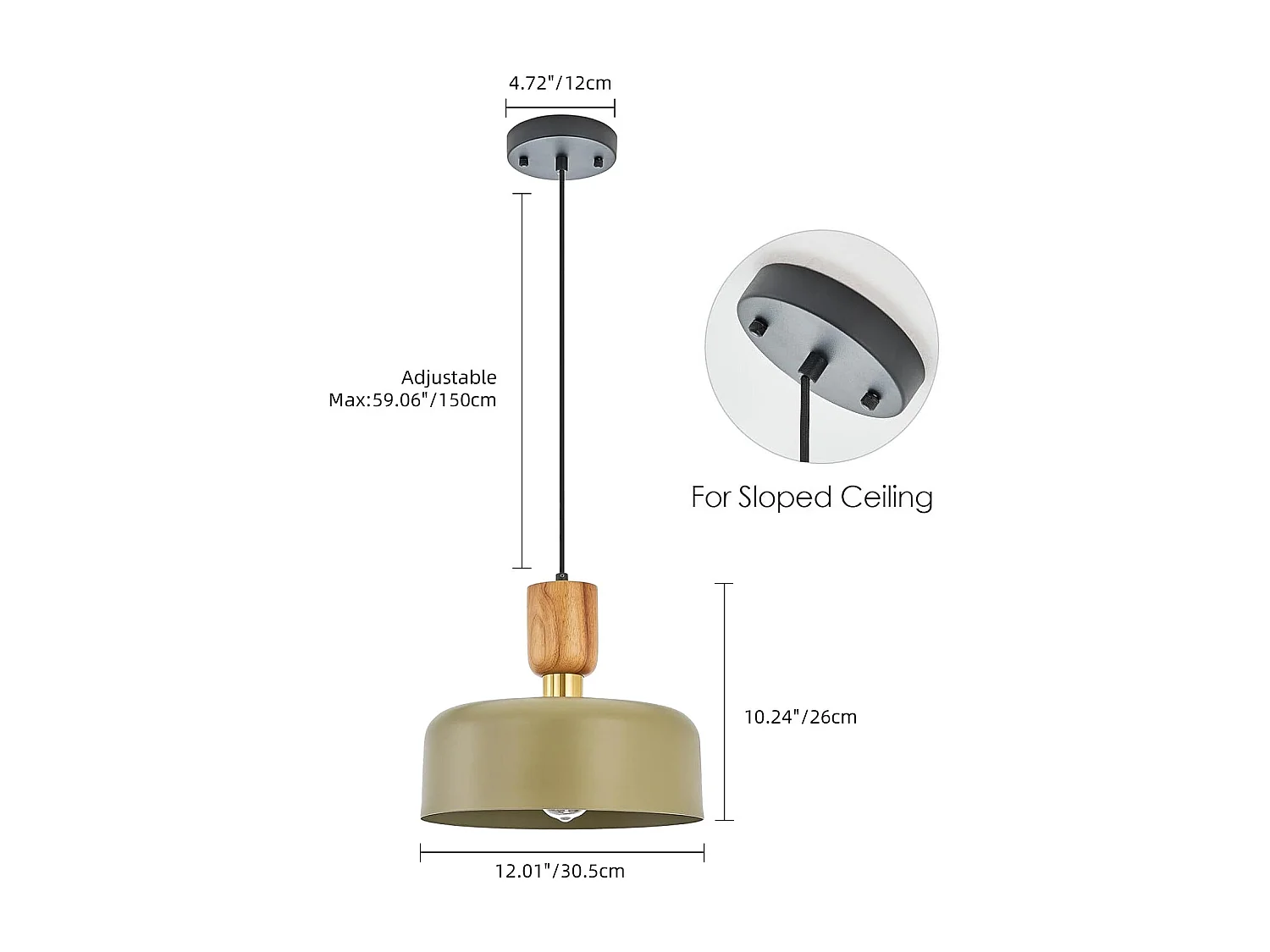 Lustre arturesthome vintage marron, ajustable destinée à la salle à manger, au couloir et à l'entrée, d30.5 cm x h26 cm,marron