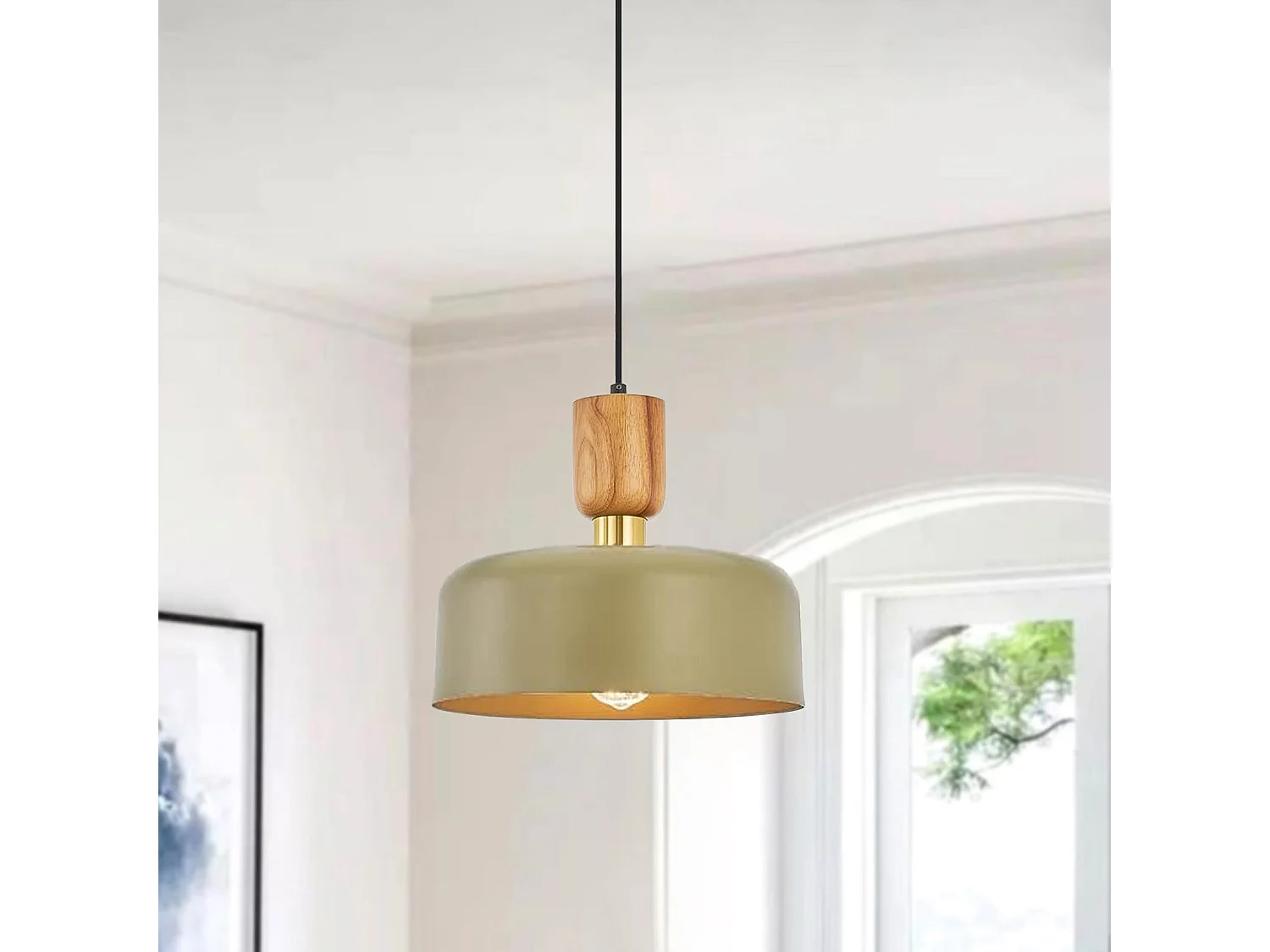 Lustre arturesthome vintage marron, ajustable destinée à la salle à manger, au couloir et à l'entrée, d30.5 cm x h26 cm,marron