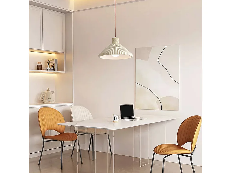 Lustre artures en polystyrene abat-jour lampe de plafond e27 éclairage suspension luminaire pour chambre, d28 cm x h16 cm, blanc