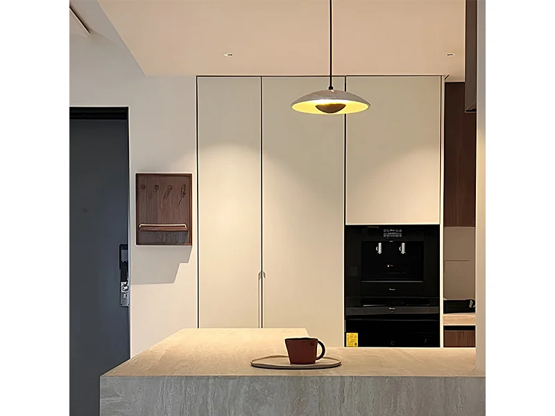 Lustre arturesthome en pierre et bois, un excellent choix pour l'éclairage des espaces de style moderne, d26 cm x h8 cm,naturel