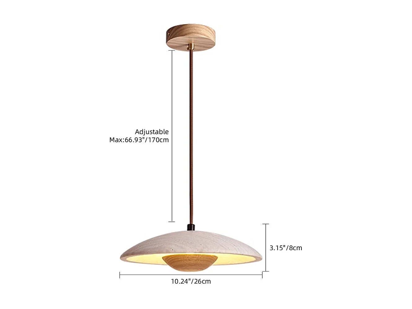 Lustre arturesthome en pierre et bois, un excellent choix pour l'éclairage des espaces de style moderne, d26 cm x h8 cm,naturel