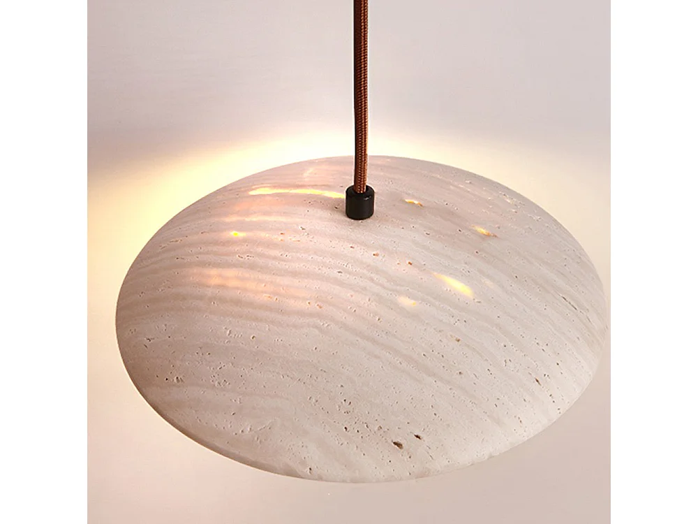 Lustre arturesthome en pierre et bois, un excellent choix pour l'éclairage des espaces de style moderne, d26 cm x h8 cm,naturel
