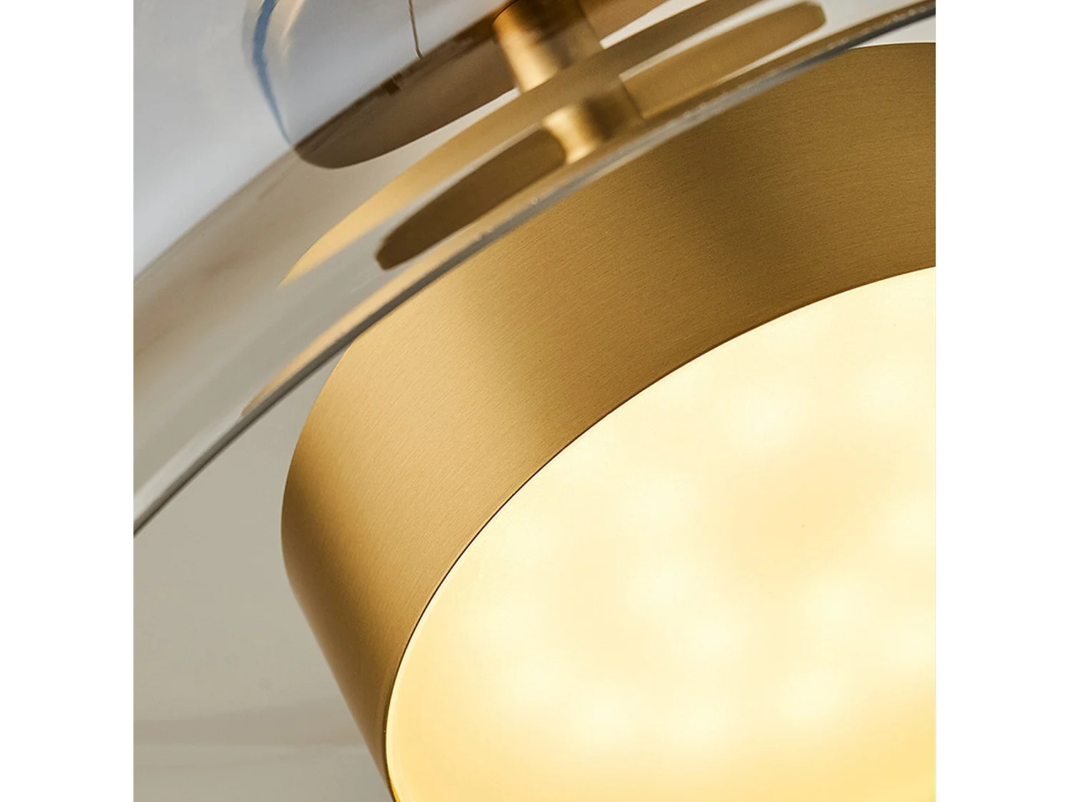 Lustre de plafond suspendu en verre, approprié pour le salon et la chambre à coucher, doré, d26cm x h23.5cm