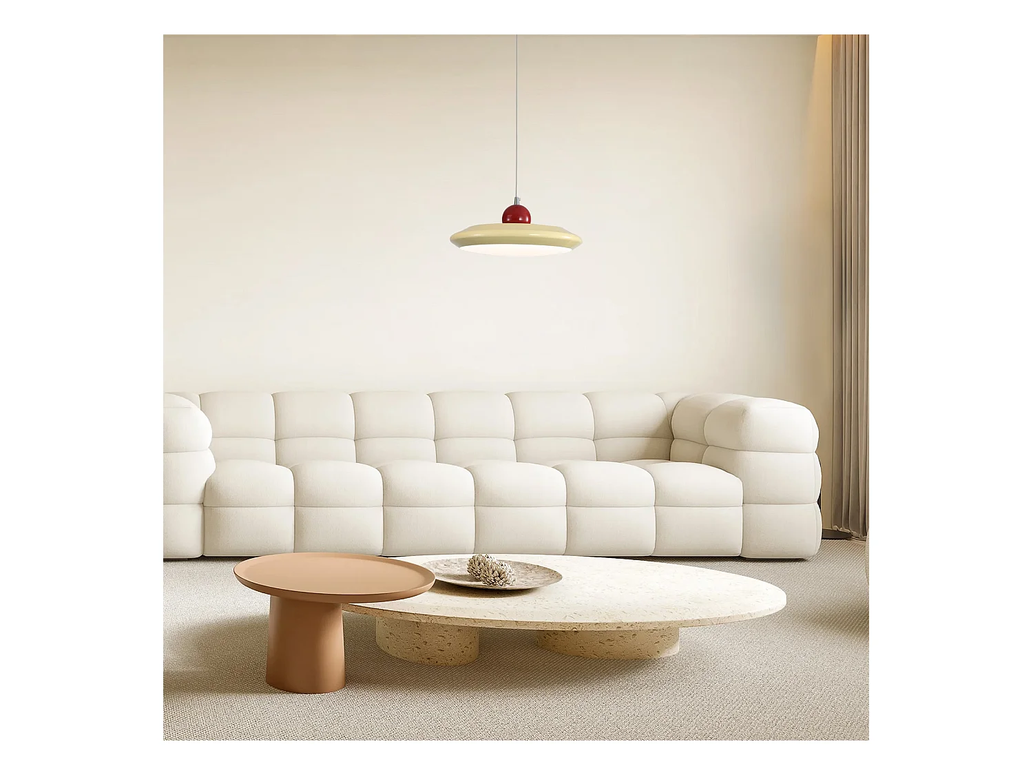 Lustre moderne arturesthome lampe suspension scandinave pour salon cuisine chambre,d26 cmx h5 cm,beige