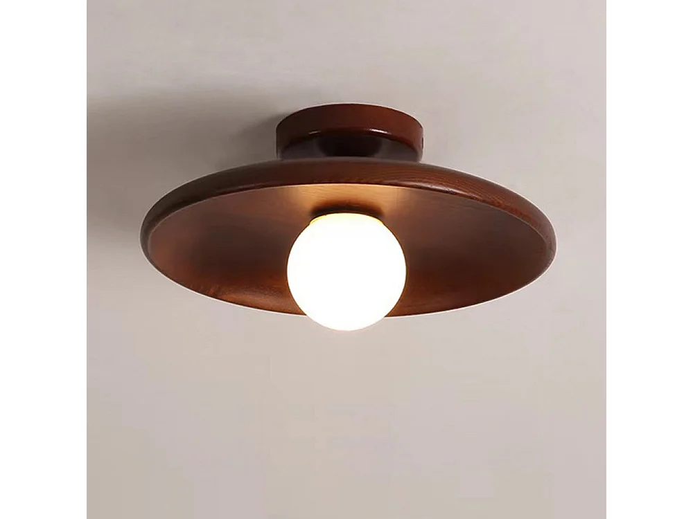 Lampe semi-encastrée en bois,allée entrée couloir balcon plafond luminaire, brun, d28cm x h15cm