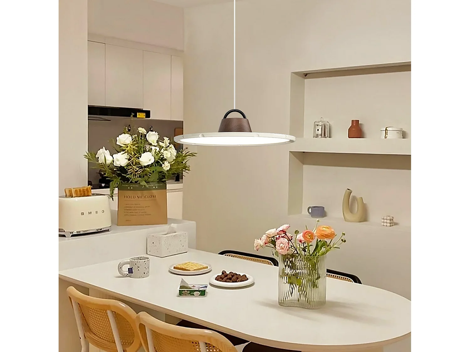 Lustre arturesthome en forme de soucoupe volante, adaptée pour le restaurant, la chambre à coucher et le salon,blanc, d42 cm x h11 cm