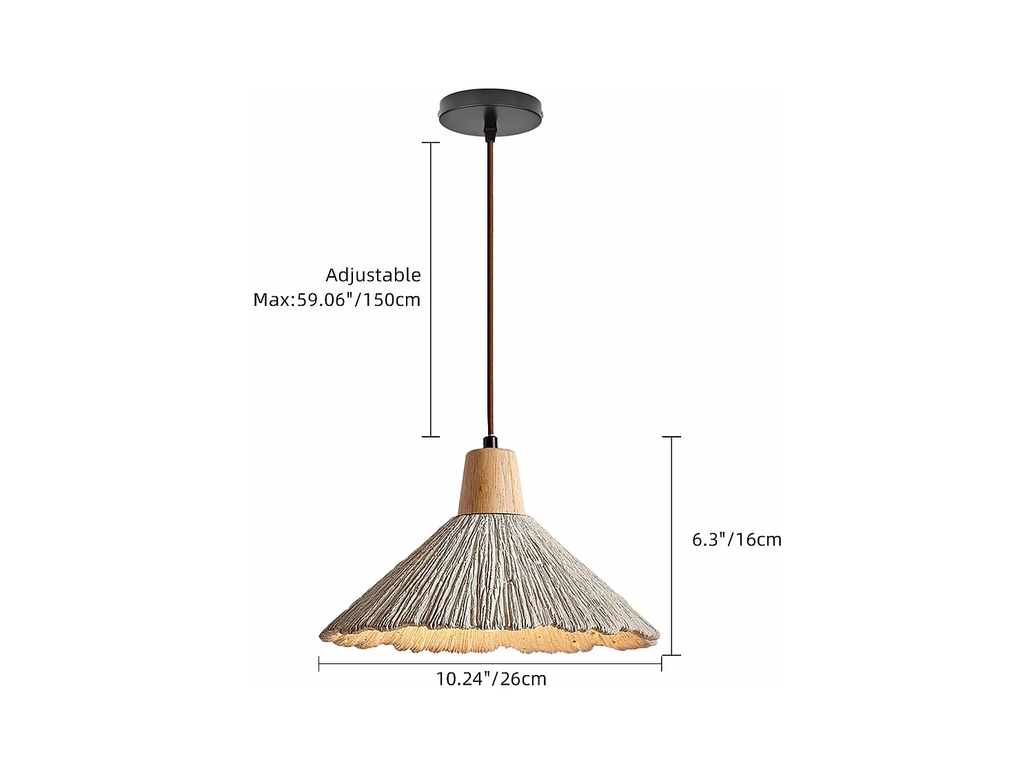 Lustre arturesthome lampe suspendue en ciment au wabi-sabi style, pour la chambre à coucher le salon, l'île de cuisine, grey, d26 cm x h16 cm