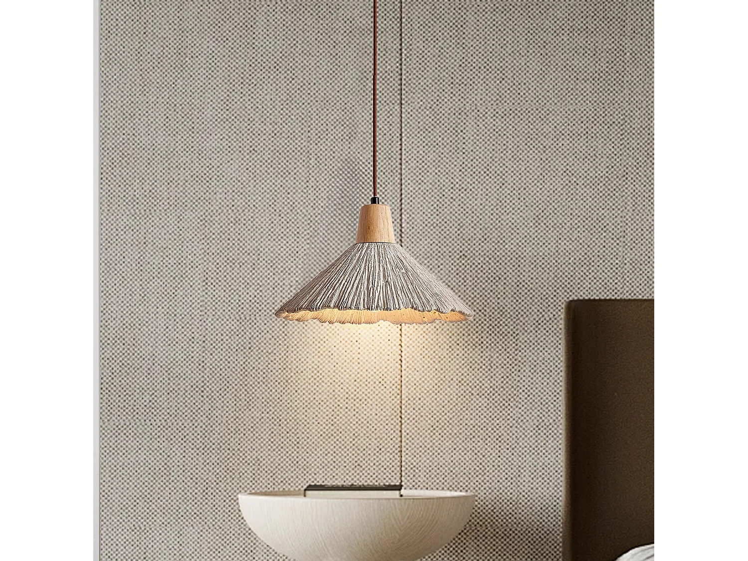 Lustre arturesthome lampe suspendue en ciment au wabi-sabi style, pour la chambre à coucher le salon, l'île de cuisine, grey, d26 cm x h16 cm