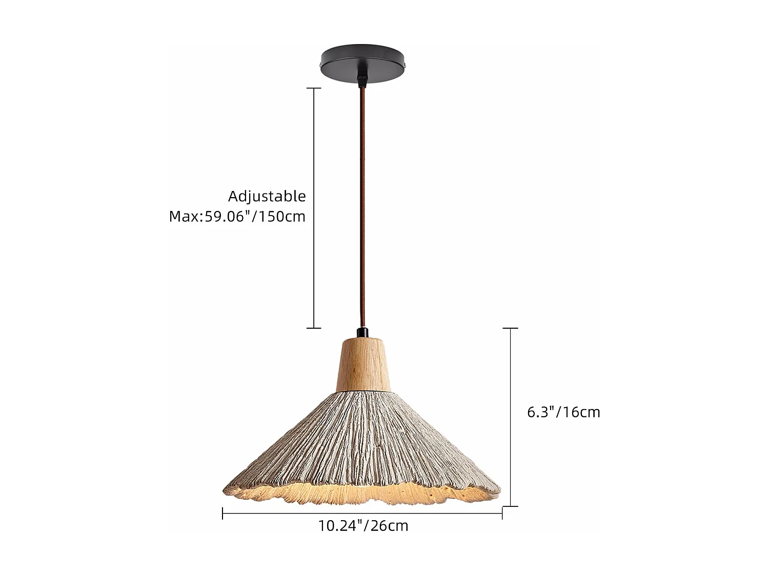 Lustre arturesthome lampe suspendue en ciment au wabi-sabi style, pour la chambre à coucher le salon, l'île de cuisine, grey, d26 cm x h16 cm