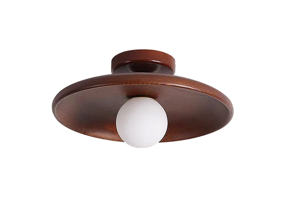 Lampe semi-encastrée en bois,allée entrée couloir balcon plafond luminaire, naturel, d28cm x h15cm