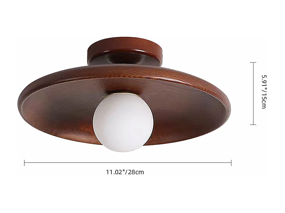 Lampe semi-encastrée en bois,allée entrée couloir balcon plafond luminaire, naturel, d28cm x h15cm