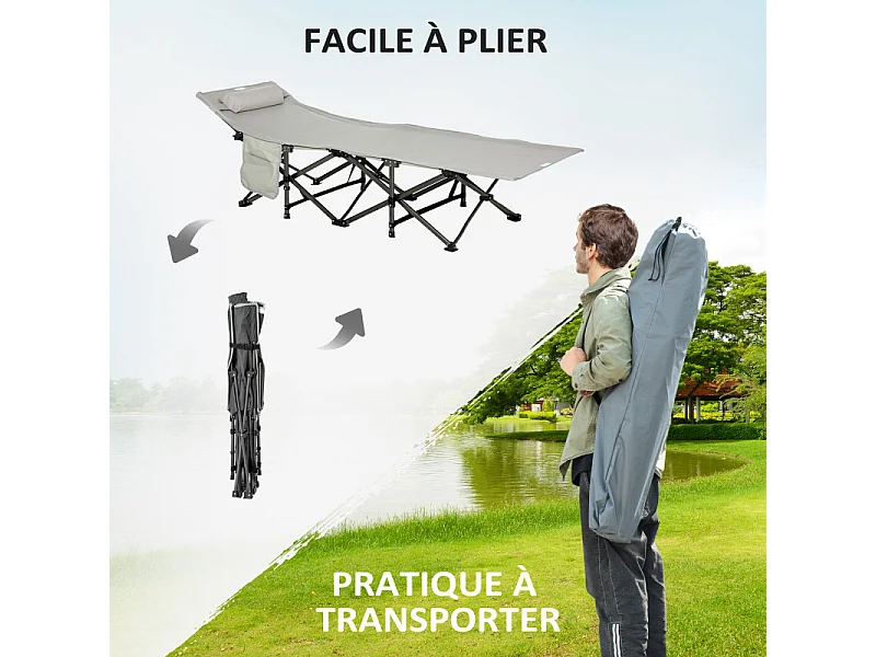 Lit de camp pliable TUCKER gris