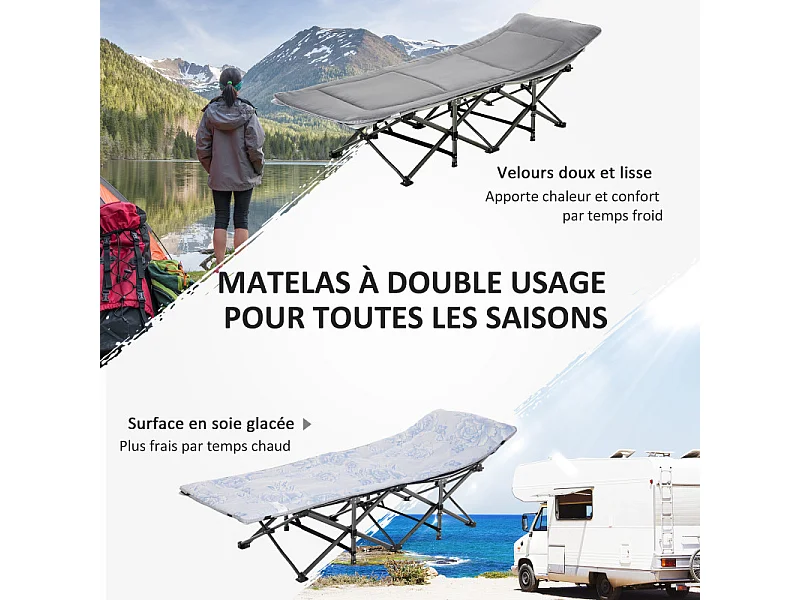 Lit de camp pliable TUCKER gris