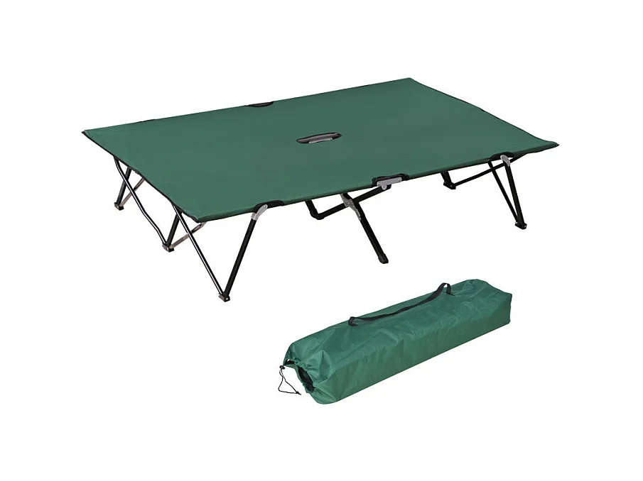 Lit de camp double pliable WILLIAM vert et noir