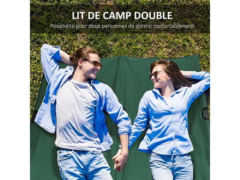 Lit de camp double pliable WILLIAM vert et noir