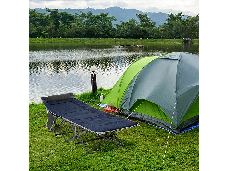 Lit de camp CYRIL bleu et noir