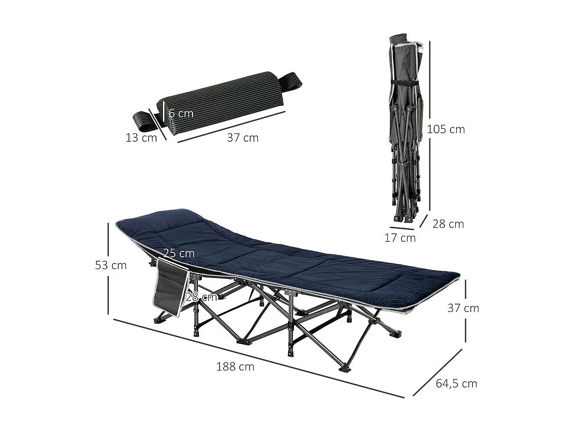 Lit de camp CYRIL bleu et noir