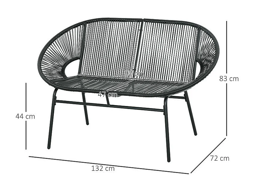 Banc de jardin filaire COPACABANA noir